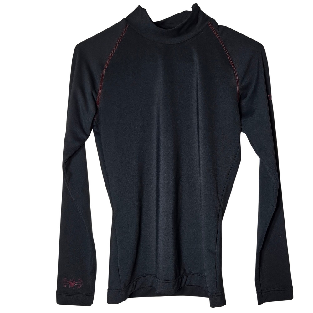 Spyder Womens Black Mock Neck Long Sleeve Base Layer Top Size Medium
